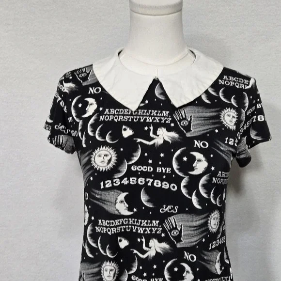 Folter Dress Womens Medium Black Ouija Occult Gothic Peter Pan Collar USA - Picture 3 of 12